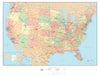 Poster Size USA Map with Cities, Highways, and Water Features