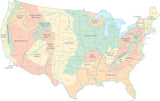 Digital USA Physiographic map in Adobe Illustrator vector format