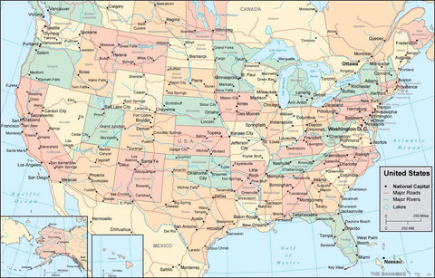 Digital USA map in Adobe Illustrator vector format