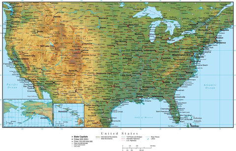 Digital USA Terrain map in Adobe Illustrator vector format with Terrain USA-XX-942246