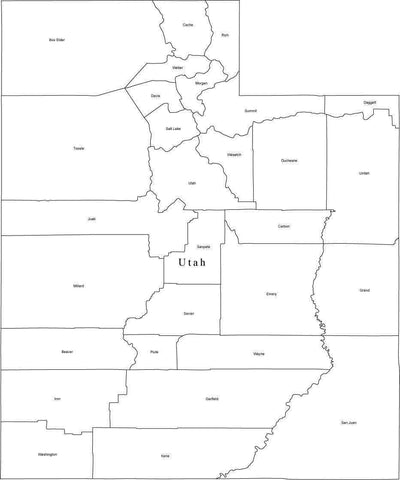 Digital UT Map with Counties - Black & White