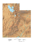 Digital Utah State Illustrator cut-out style vector with Terrain UT-USA-242031