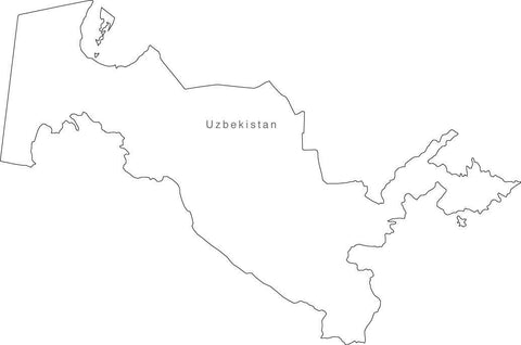 Digital Black & White Uzbekistan map in Adobe Illustrator EPS vector format