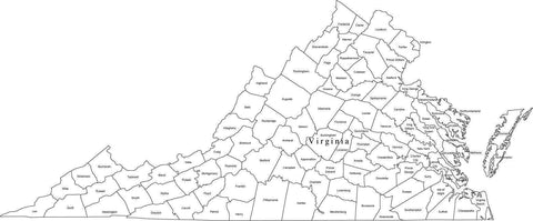 Digital VA Map with Counties - Black & White