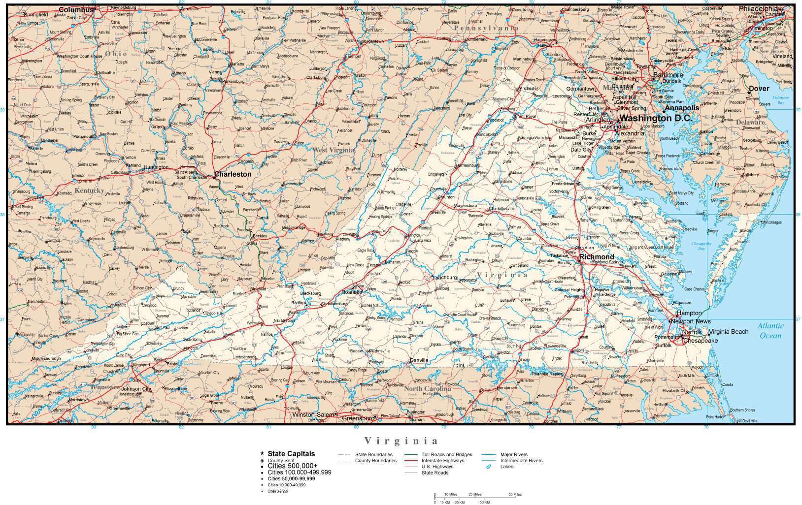 Virginia Map.pdf Virginia map in Adobe Illustrator vector format