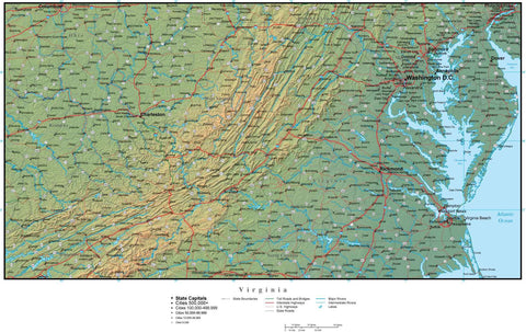 Digital Virginia Terrain map in Adobe Illustrator vector format with Terrain VA-USA-942192