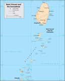 Digital Saint Vincent & Grenadines map in Adobe Illustrator vector format