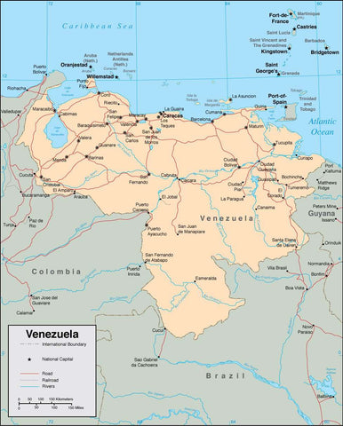 Digital Venezuela map in Adobe Illustrator vector format