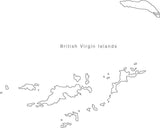Digital Black & White British Virgin Islands map in Adobe Illustrator EPS vector format