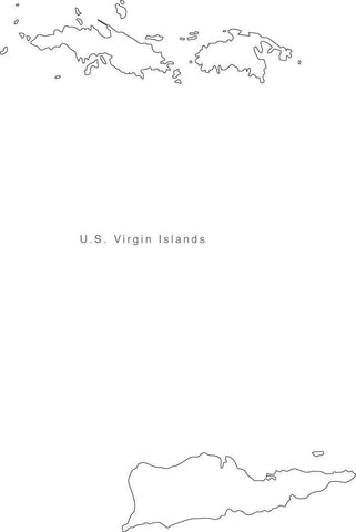 Digital Black & White US Virgin Islands map in Adobe Illustrator EPS vector format