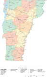 Detailed Vermont Cut-Out Style Digital Map with Counties, Cities, Highways, and more