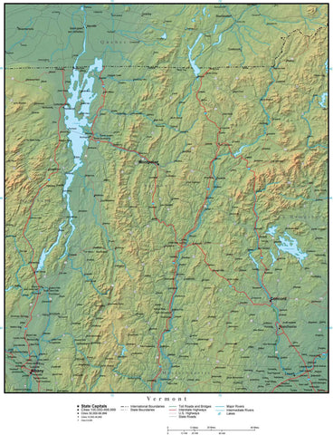 Digital Vermont Terrain map in Adobe Illustrator vector format with Terrain VT-USA-942222