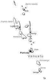 Vanuatu Black & White Map With Major Cities
