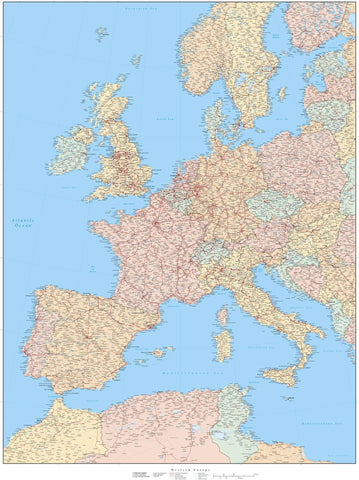 Detailed Western Europe map in Adobe Illustrator vector format