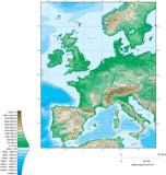 Digital Western Europe Contour map in Adobe Illustrator vector format.