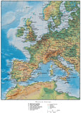 Western Europe Map with Land and Ocean Floor Terrain