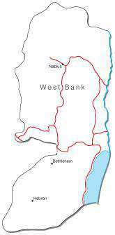 West Bank Black & White Map With Major Cities