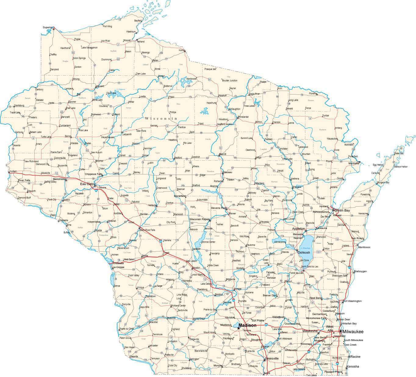 Wisconsin State Line Map Wisconsin State Map Pdf