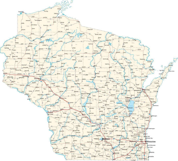 Springstead Wi Map Wisconsin State Map With Cities And Towns 1412x1380
