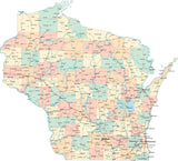 Wisconsin State Map - Multi-Color Style - Fit Together Series