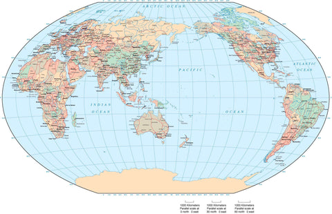 World Map - Asia / Australia Centered - Winkel Tripel Projection