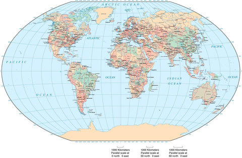 World Map - Europe / Africa Centered - Winkel Tripel Projection