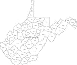Digital WV Map with Counties - Black & White