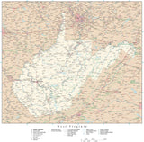 Detailed West Virginia Digital Map with County Boundaries, Cities, Highways, and more