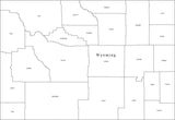 Digital WY Map with Counties - Black & White