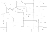 Digital WY Map with Counties - Black & White