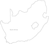 Digital Black & White South Africa map in Adobe Illustrator EPS vector format
