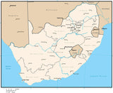 South Africa Digital Vector Map with Province Areas and Capitals