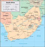 Digital South Africa map in Adobe Illustrator vector format