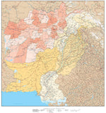 High Detail Afghanistan & Pakistan with Provinces Map - 22 inches by 24 inches