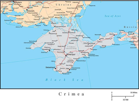 Crimean Peninsula (Ukraine) Adobe Illustrator Map from Map Resources