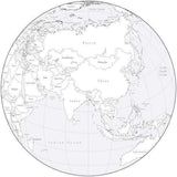 Black & White Globe over Asia Map with Countries