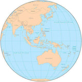 Single Color Globe over Australia Map with Countries