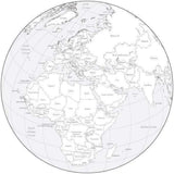 Black & White Globe over Africa & Europe Map with Countries