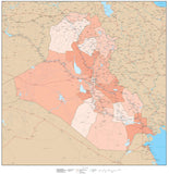 High Detail Iraq Map with Governorates - 25 inches by 25 inches