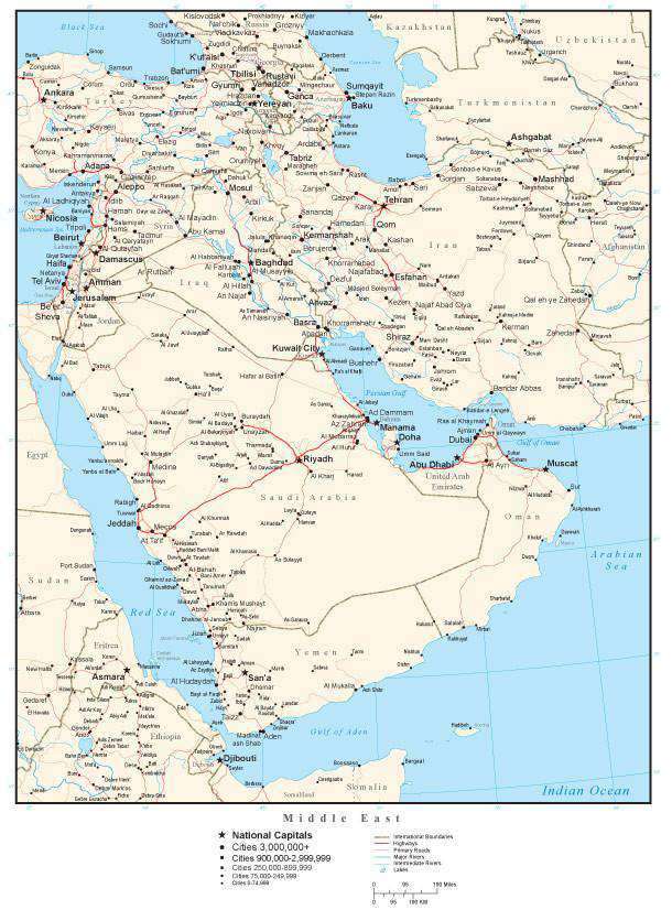 middle east map rivers