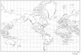 Black & White World Map with Countries  Capitals and Major Cities - MC-AMR-253490