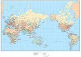World Map - Asia / Australia Centered - with Countries, Capitals, Cities, and Roads