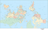 World Map - Upside-Down with Country Boundaries