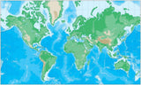 World Contour Map in Mercator Projection