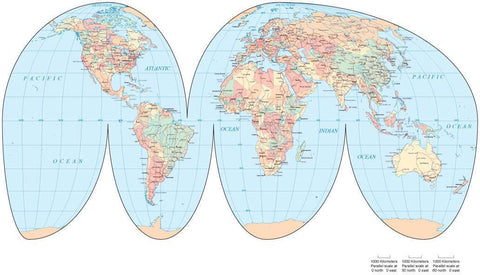 World Map - Mollweide Interrupted Projection