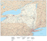 Detailed New York State Digital Map with County Boundaries, Cities, Highways, and more