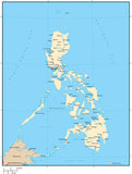 Philippines Digital Vector Map with Major Cities