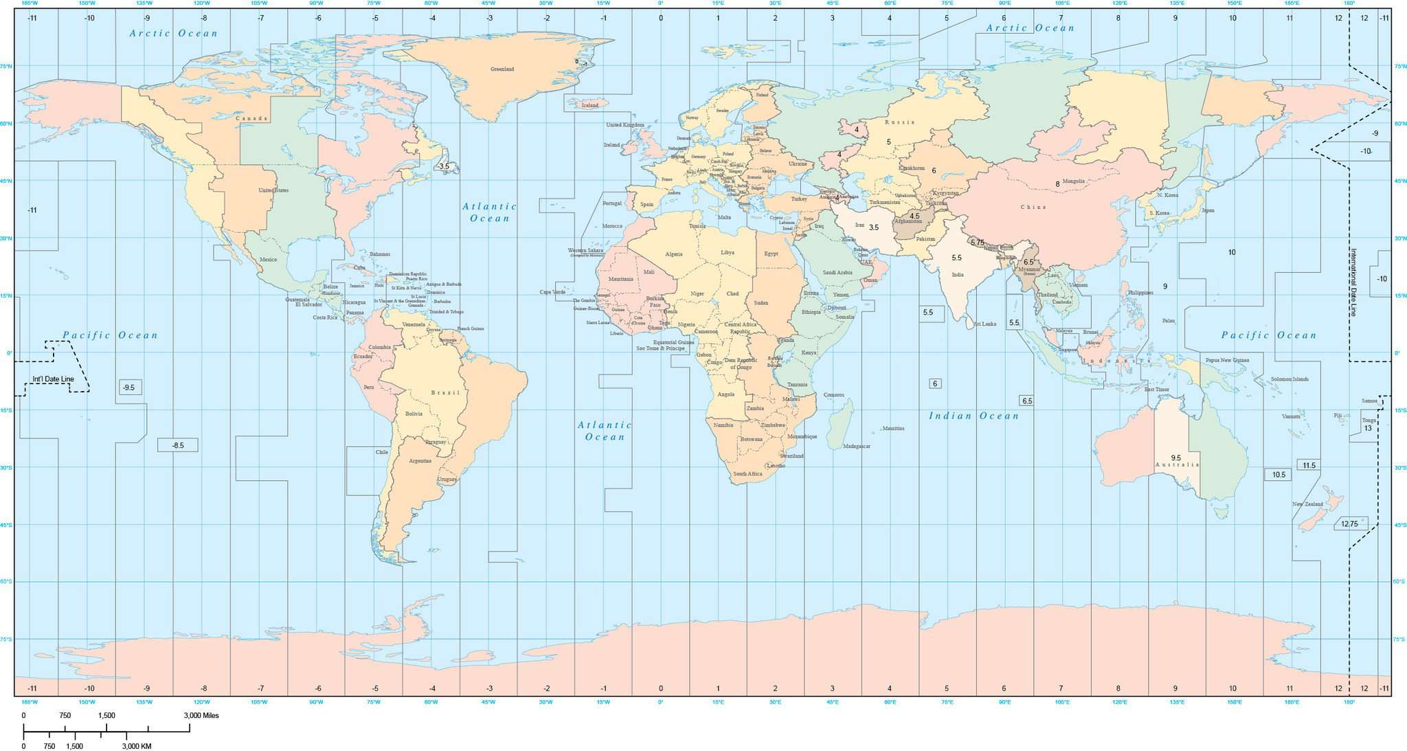 Time Zone World Map - World in maps