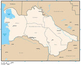 Turkmenistan Digital Vector Map with Administrative Areas and Capitals